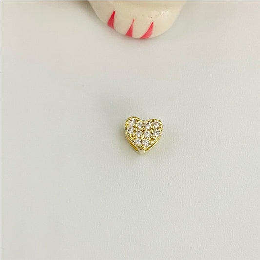 FO730 Corazón con Circones Pasado con Galería 6 x 6 mm Figura Baño Oro Figuras Bañadas en Oro y Plata hecho de Bronce Bañado en Oro 18K