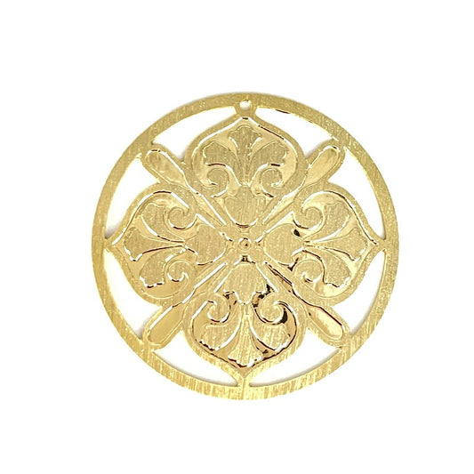FO759 Mandala Redonda Calada con diseño flor 35 mm Figura Baño Oro Figuras Bañadas en Oro y Plata hecho de Bronce Bañado en Oro 18K Joyas Bañadas en Oro