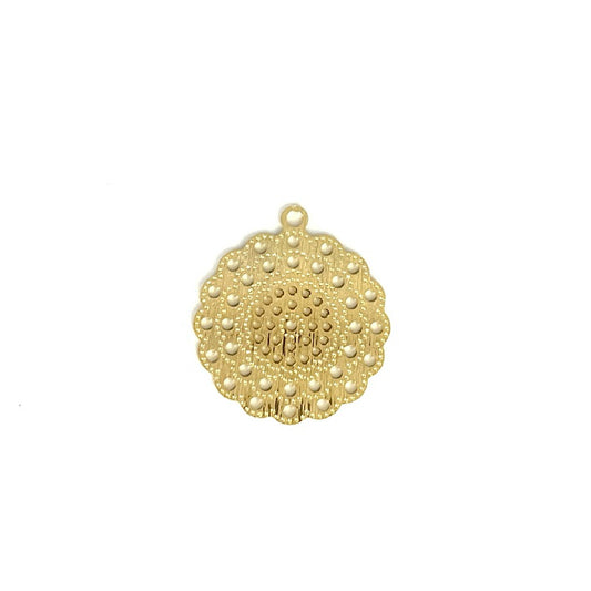 FO761 Mandala Calada Tipo Flor 18 mm Figura Baño Oro Figuras Bañadas en Oro y Plata hecho de Bronce Bañado en Oro 18K Joyas Bañadas en Oro