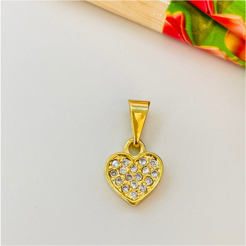 FO773 Colgante Corazón con Circones 9x10 más Balier Figura Baño Oro Figuras Bañadas en Oro y Plata hecho de Bronce Bañado en Oro 18K Joyas Bañadas en Oro