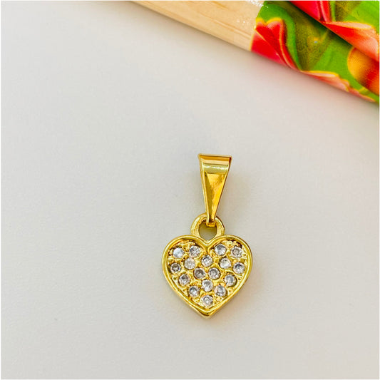 FO773 Colgante Corazón con Circones 9x10 más Balier Figura Baño Oro Figuras Bañadas en Oro y Plata hecho de Bronce Bañado en Oro 18K Joyas Bañadas en Oro