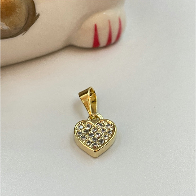 FO773 Colgante Corazón con Circones 9x10 más Balier Figura Baño Oro Figuras Bañadas en Oro y Plata hecho de Bronce Bañado en Oro 18K Joyas Bañadas en Oro