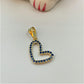 FO775 Colgante Corazón Ladeado Calado con circones Color Azul 16x13 mm mas Balier Figura Baño Oro Figuras Bañadas en Oro y Plata hecho de Bronce Bañado en Oro 18K