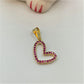 FO775 Colgante Corazón Ladeado Calado con circones Color Fucsia 16x13 mm mas Balier Figura Baño Oro Figuras Bañadas en Oro y Plata hecho de Bronce Bañado en Oro 18K
