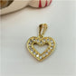 FO776 Colgante Corazón Calado con circones 20x18 mm más Balier Figura Baño Oro Figuras Bañadas en Oro y Plata hecho de Bronce Bañado en Oro 18K Joyas Bañadas en Oro
