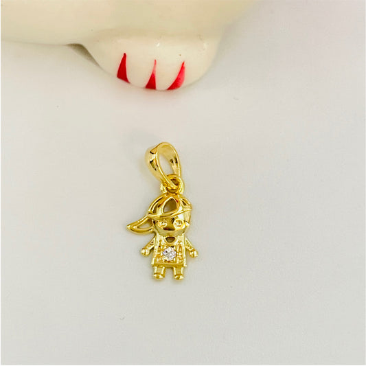 FO785 Colgante Niñito 11 mm Figura Baño Oro Figuras Bañadas en Oro y Plata hecho de Bronce Bañado en Oro 18K