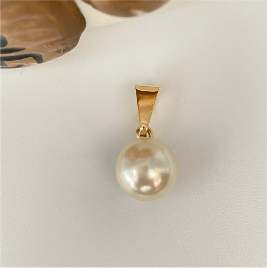 FO788 Colgante perla diá. 8 mm más balier Figura Baño Oro Figuras Bañadas en Oro y Plata hecho de Bronce Bañado en Oro 18K
