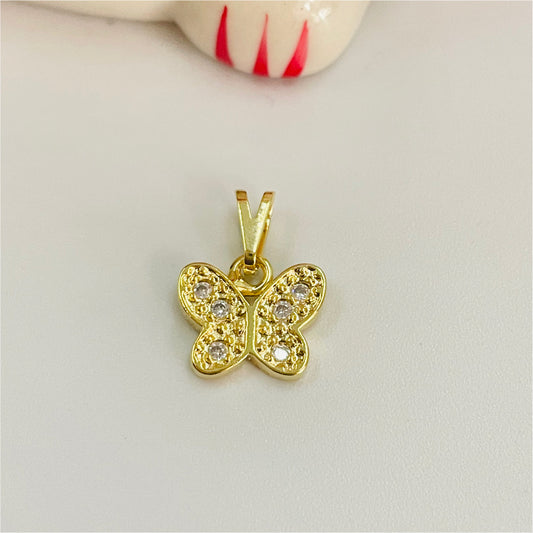 FO796 Colgante Mariposa con Circones 9 mm más Balier Figura Baño Oro Figuras Bañadas en Oro y Plata hecho de Bronce Bañado en Oro 18K