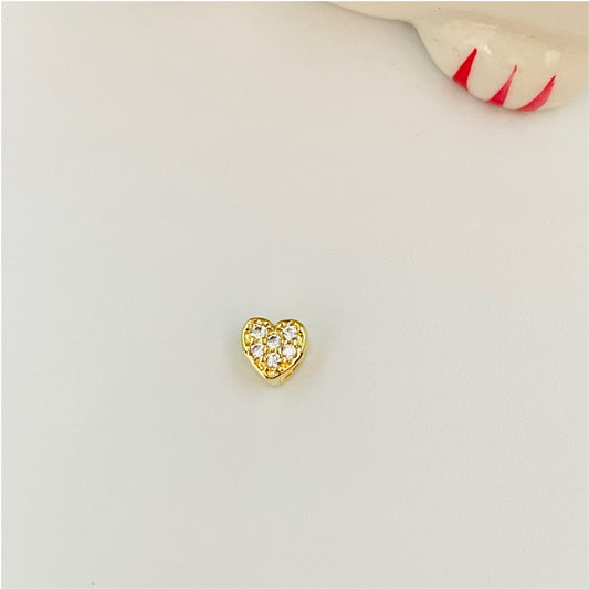 FO805 Colgante Mini Corazón para pasar 6 mm Figura Baño Oro Figuras Bañadas en Oro y Plata hecho de Bronce Bañado en Oro 18K