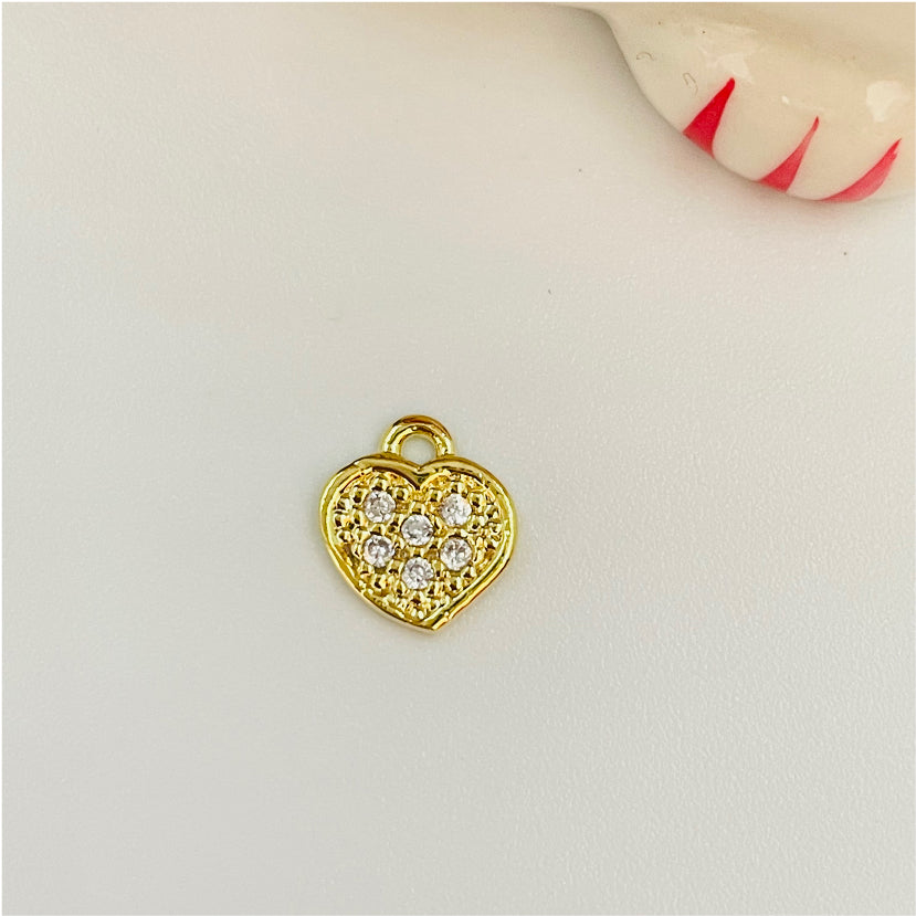 FO815 Colgante Corazón con circones 7 mm más argollita Figura Baño Oro Figuras Bañadas en Oro y Plata hecho de Bronce Bañado en Oro 18K