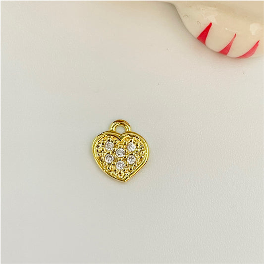 FO815 Colgante Corazón con circones 7 mm más argollita Figura Baño Oro Figuras Bañadas en Oro y Plata hecho de Bronce Bañado en Oro 18K