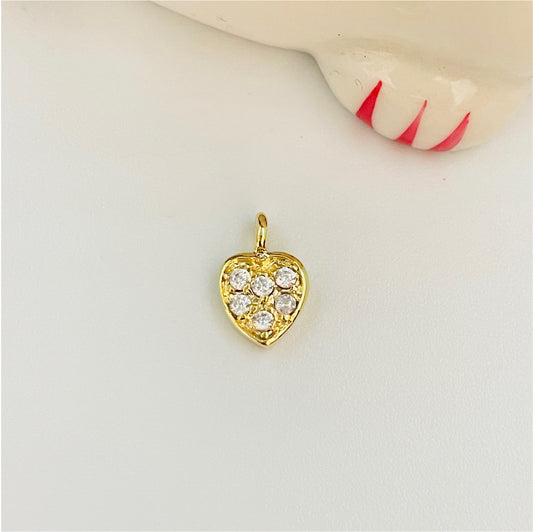 FO816 Colgante Mini Corazón con circones 6 mm más argollita Figura Baño Oro Figuras Bañadas en Oro y Plata hecho de Bronce Bañado en Oro 18K