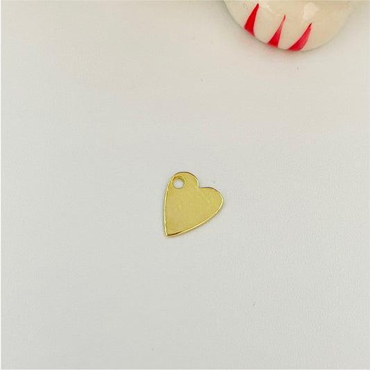 FO817 Colgante Corazón liso ladeado 10x6 mm Figura Baño Oro Figuras Bañadas en Oro y Plata hecho de Bronce Bañado en Oro 18K