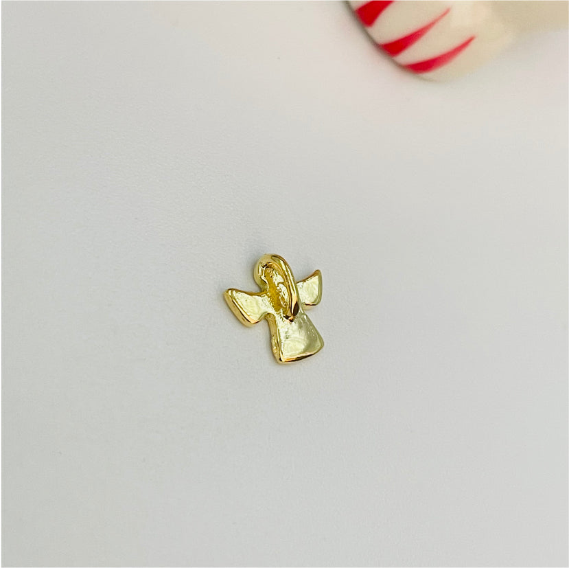 FO820 Colgante Mini Angel Lijado 9x9 mm balier por atrás Figura Baño Oro Figuras Bañadas en Oro y Plata hecho de Bronce Bañado en Oro 18K
