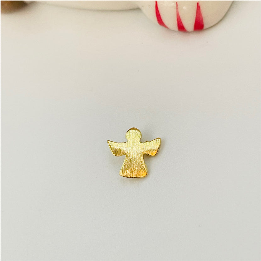 FO820 Colgante Mini Angel Lijado 9x9 mm balier por atrás Figura Baño Oro Figuras Bañadas en Oro y Plata hecho de Bronce Bañado en Oro 18K