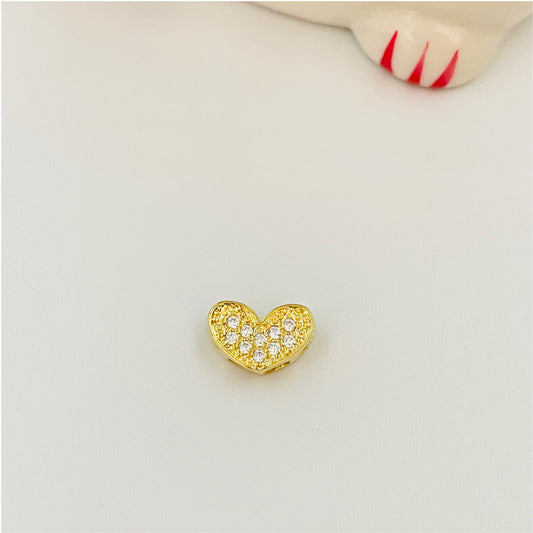 FO823 Colgante Corazón con circones para pasar 10x7 mm Figura Baño Oro Figuras Bañadas en Oro y Plata hecho de Bronce Bañado en Oro 18K