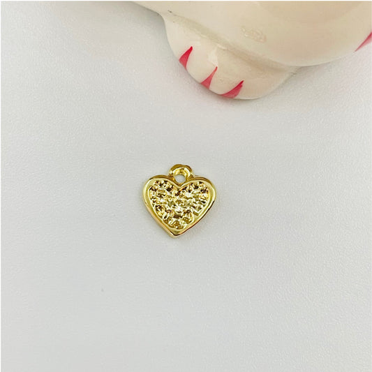 FO841 Colgante Corazón con Puntitos en el Centro 9x9 mm incluye argollita Figura Baño Oro Figuras Bañadas en Oro y Plata hecho de Bronce Bañado en Oro 18K Joyas Bañadas en Oro