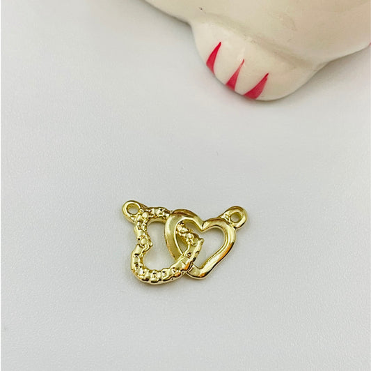 FO844 Colgante Corazones Entrelazados 10x15 mm incluye argollitas Figura Baño Oro Figuras Bañadas en Oro y Plata hecho de Bronce Bañado en Oro 18K Joyas Bañadas en Oro