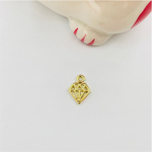 FO845 Colgante Diamante 10x8 mm incluye argollita Figura Baño Oro Figuras Bañadas en Oro y Plata hecho de Bronce Bañado en Oro 18K Joyas Bañadas en Oro