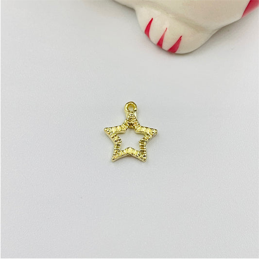 FO850 Colgante Estrella Calada Borde Acanalado 10x10 mm incluye argollita Figura Baño Oro Figuras Bañadas en Oro y Plata hecho de Bronce Bañado en Oro 18K Joyas Bañadas en Oro