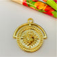 FO857 Colgante Medalla Sagrado Corazón con borde superior calado 22x25 mm más argollita Figura Baño Oro Figuras Bañadas en Oro y Plata hecho de Bronce Bañado en Oro 18K Joyas Bañadas en Oro