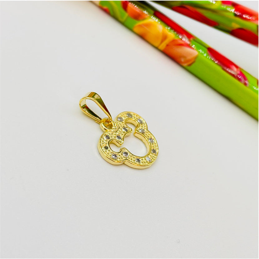 FO860 Colgante Mickey con Circones 12x14 mm más balier Figura Baño Oro Figuras Bañadas en Oro y Plata hecho de Bronce Bañado en Oro 18K Joyas Bañadas en Oro