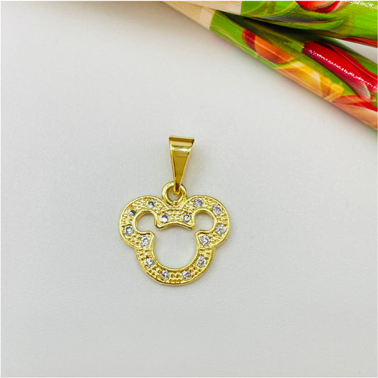 FO860 Colgante Mickey con Circones 12x14 mm más balier Figura Baño Oro Figuras Bañadas en Oro y Plata hecho de Bronce Bañado en Oro 18K Joyas Bañadas en Oro