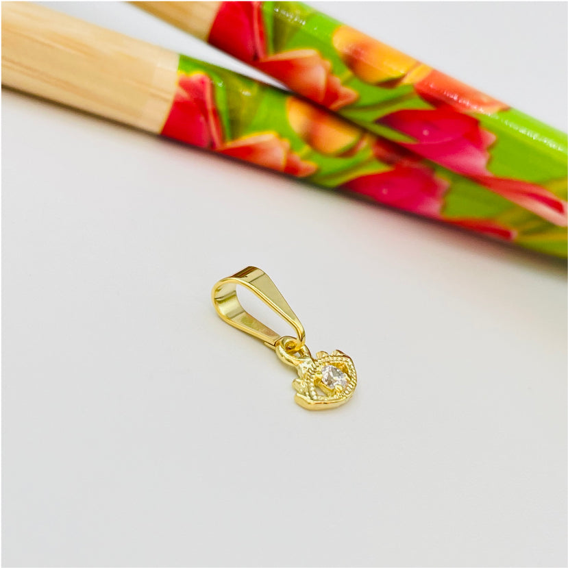 FO862 Colgante Mini Ojo Griego con 1 circón 6x8 mm mas balier Figura Baño Oro Figuras Bañadas en Oro y Plata hecho de Bronce Bañado en Oro 18K Joyas Bañadas en Oro