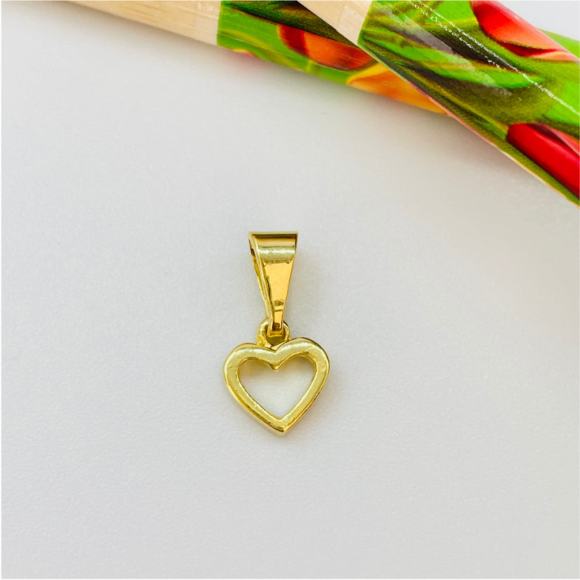 FO866 Colgante Mini Corazón Calado 8x7 mm más balier espesor 2 mm Figura Baño Oro Figuras Bañadas en Oro y Plata hecho de Bronce Bañado en Oro 18K Joyas Bañadas en Oro