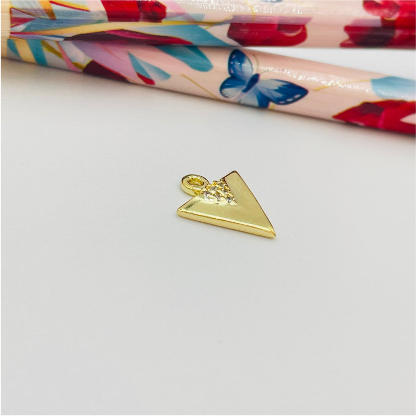 FO891 Colgante Triángulo con circones también en triángulo en lado superior 10 mm más argollita Figura Baño Oro Figuras Bañadas en Oro y Plata hecho de Bronce Bañado en Oro 18K Joyas Bañadas en Oro