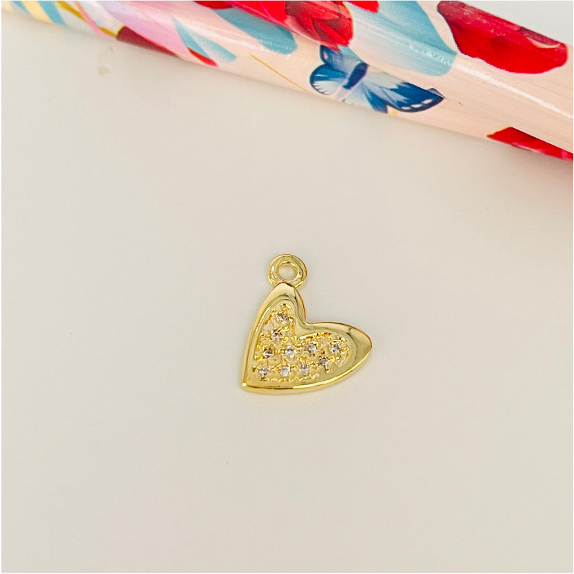 FO896 Colgante Corazón Puntudo con circones 100 más argollita Figura Baño Oro Figuras Bañadas en Oro y Plata hecho de Bronce Bañado en Oro 18K Joyas Bañadas en Oro
