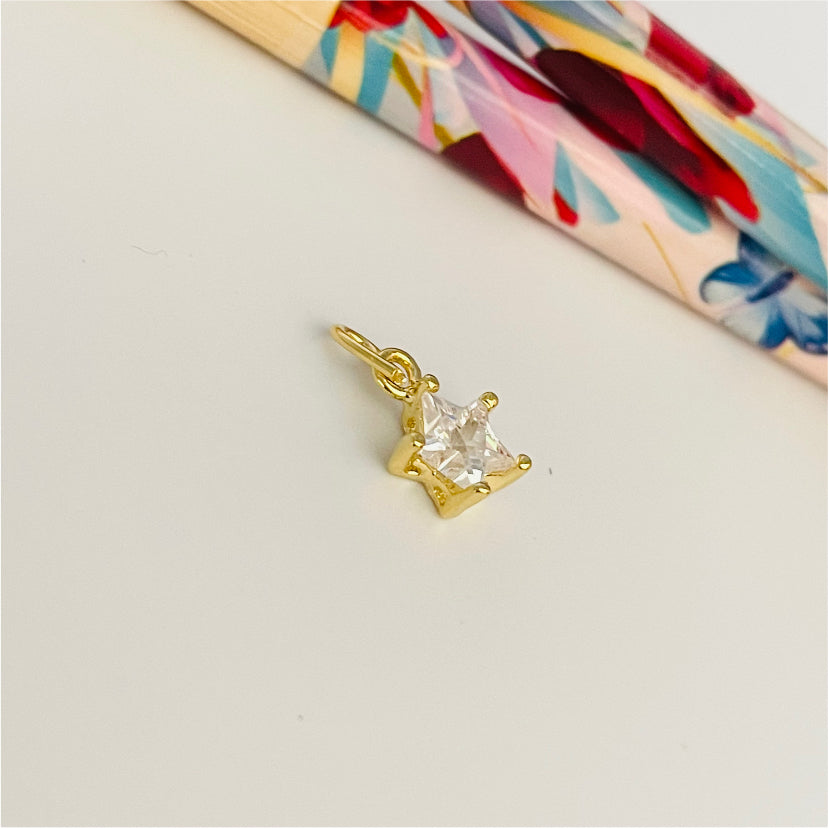 FO899 Colgante estrella Cristal 8 mm más balier Figura Baño Oro Figuras Bañadas en Oro y Plata hecho de Bronce Bañado en Oro 18K Joyas Bañadas en Oro