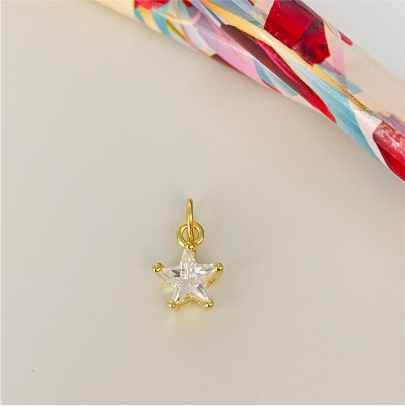 FO899 Colgante estrella Cristal 8 mm más balier Figura Baño Oro Figuras Bañadas en Oro y Plata hecho de Bronce Bañado en Oro 18K Joyas Bañadas en Oro