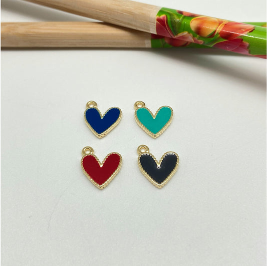 FO926 Colgante Mini Corazón con Resina de Color 10 mm más argollita Figura Baño Oro Figuras Bañadas hecho de Bronce Bañado en Oro 18K Joyas Bañadas en Oro