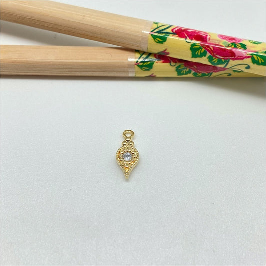 FO928 Colgante Punto de luz Gota invertida 10x6 mm mas argollita Figura Baño Plata Figuras Bañadas hecho de Bronce Bañado en Oro 18K Joyas Bañadas en Oro