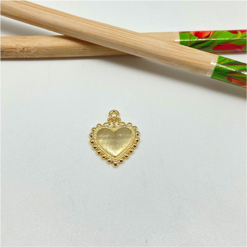 FO937 Colgante Detente Corazón Orilla con puntos 17x17 mm más argollita Figura Baño Oro Figuras Bañadas hecho de Bronce Bañado en Oro 18K Joyas Bañadas en Oro