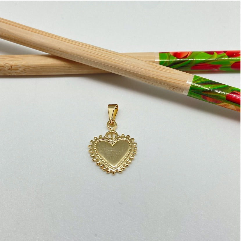 FO944 Colgante Corazón Detente con borde con puntas 16x16 más argollita más balier Figura Baño Oro Figuras Bañadas hecho de Bronce Bañado en Oro 18K Joyas Bañadas en Oro