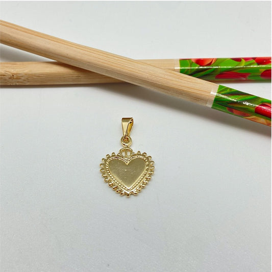 FO944 Colgante Corazón Detente con borde con puntas 16x16 más argollita más balier Figura Baño Oro Figuras Bañadas hecho de Bronce Bañado en Oro 18K Joyas Bañadas en Oro
