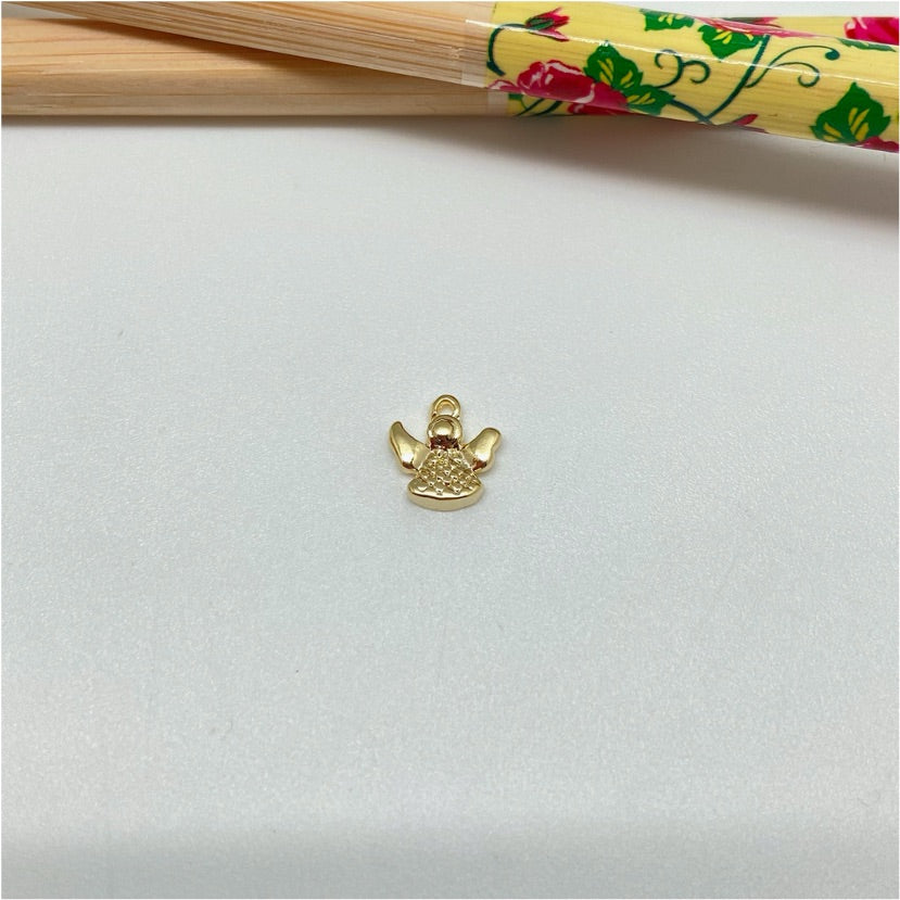 FO949 Colgante Mini Angel 9x9 mm más argollita Figura Baño Oro Figuras Bañadas hecho de Bronce Bañado en Oro 18K Joyas Bañadas en Oro