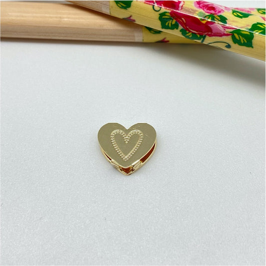 FO958 Colgante Corazón para pasar 11x11 mm Figura Baño Oro Figuras Bañadas hecho de Bronce Bañado en Oro 18K Joyas Bañadas en Oro