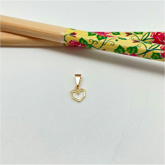 FO966 Colgante Corazón Pixelado 8x8 mm más argollita más balier Figura Baño Oro Figuras Bañadas hecho de Bronce Bañado en Oro 18K Joyas Bañadas en Oro