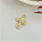 FO972 Colgante Cruz con relieve borde rutilado 15x12 mm más argollita Figura Baño Oro Figuras Bañadas hecho de Bronce Bañado en Oro 18K Joyas Bañadas en Oro