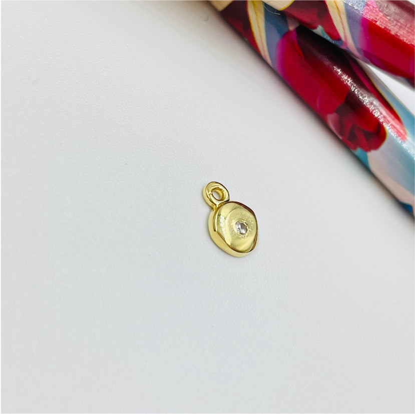 FO978 Colgante con Micro Circón central Diá 5 mm mas argollita Figura Baño Oro Figuras Bañadas hecho de Bronce Bañado en Oro 18K Joyas Bañadas en Oro