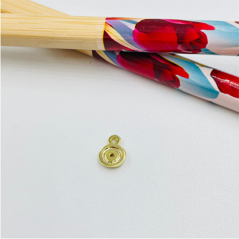 FO978 Colgante con Micro Circón central Diá 5 mm mas argollita Figura Baño Oro Figuras Bañadas hecho de Bronce Bañado en Oro 18K Joyas Bañadas en Oro