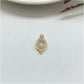 FO983 Colgante Gota Cuarzo Cristal con tres bolitas en borde inferior 13x7 mm  Figura Baño Oro Figuras Bañadas hecho de Bronce Bañado en Oro 18K Joyas Bañadas en Oro