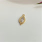FO983 Colgante Gota Cuarzo Cristal con tres bolitas en borde inferior 13x7 mm  Figura Baño Oro Figuras Bañadas hecho de Bronce Bañado en Oro 18K Joyas Bañadas en Oro