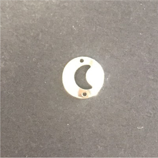 FP125 Conector Medalla Luna Calada 11 mm Figura Baño Plata Figuras Bañadas en Oro y Plata hecho de Bronce Bañado en Plata 50 ml