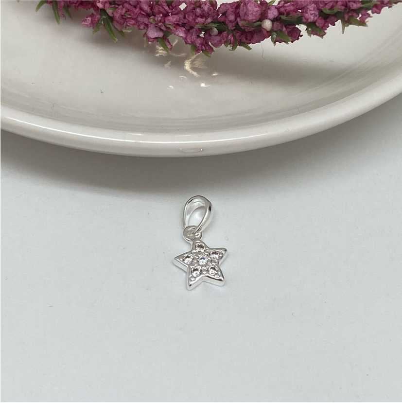 FP139 Colgante Estrella Circones 10 x 8 mm Figura Baño Plata Figuras Bañadas en Oro y Plata hecho de Bronce Bañado en Plata 50 ml