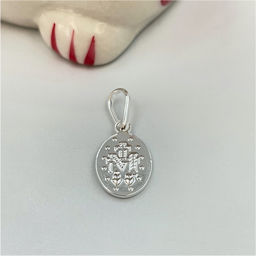 FP149 Virgen de los Milagros 10x8 mm Figura Baño Plata Figuras Bañadas en Oro y Plata hecho de Bronce Bañado en Plata 50 ml