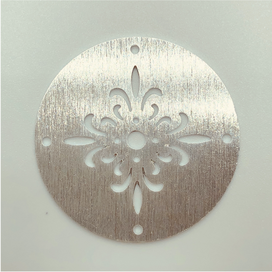 FP329 35 mm Mándala P Figura Baño Plata Figuras Bañadas en Oro y Plata hecho de Bronce Bañado en Plata 50 ml